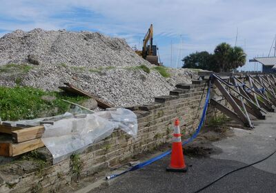Old Fort Park retaining wall update; expected reopening in November.