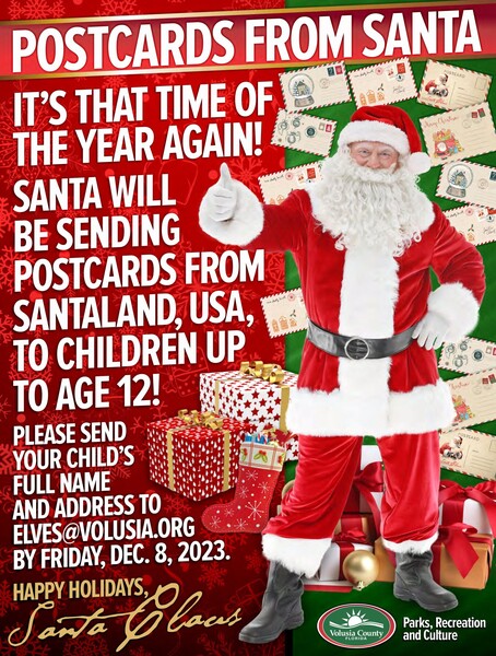 Volusia County elves spread Holiday Cheer with Santa's personalized postcards.