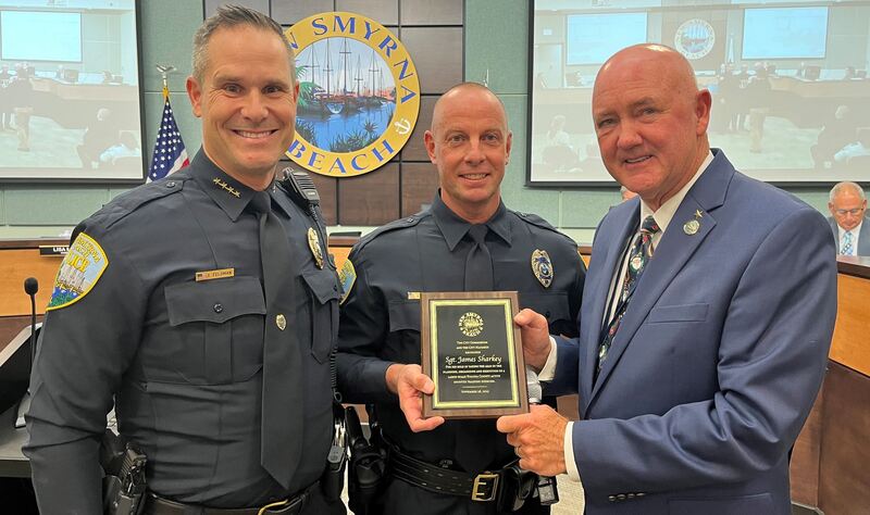 New Smyrna Beach honors Sergeant Sharkey for Active Shooter Training.