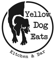 yellow dog eats